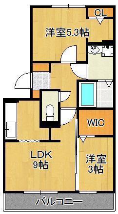 桜橋山荘(2LDK/2階)の間取り写真