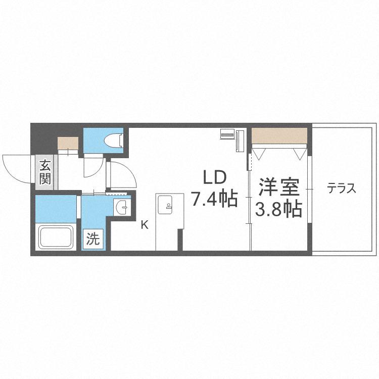 アルファスクエア福住2条(1LDK/1階)の間取り写真