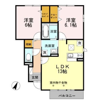 シャルマン・ピース(2LDK/1階)の間取り写真