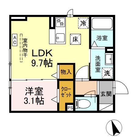 アリュール(1LDK/1階)の間取り写真