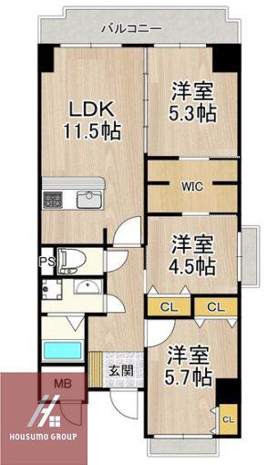 インプルーブ天満橋(3LDK/9階)の間取り写真