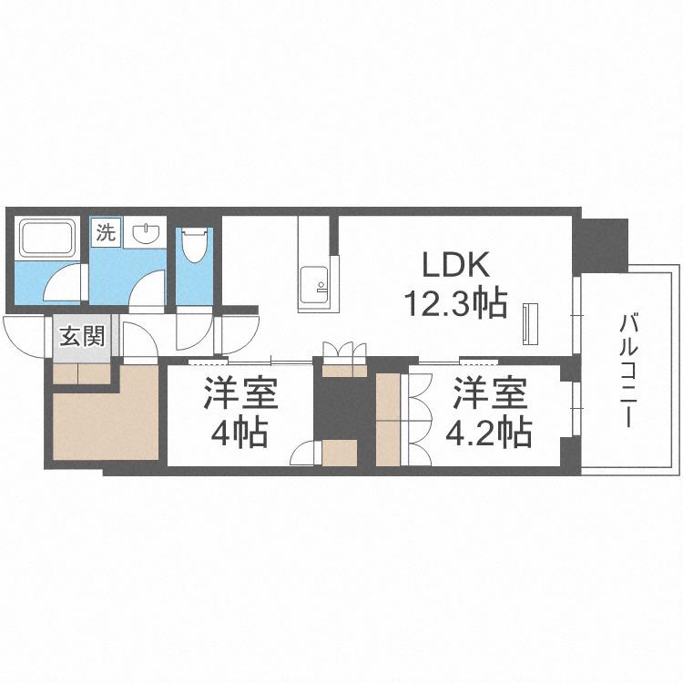 RJR堺筋本町タワー(2LDK/5階)の間取り写真