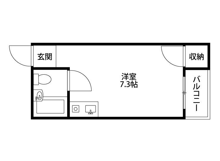 ツインプラザ中宮2番館(ワンルーム/1階)の間取り写真