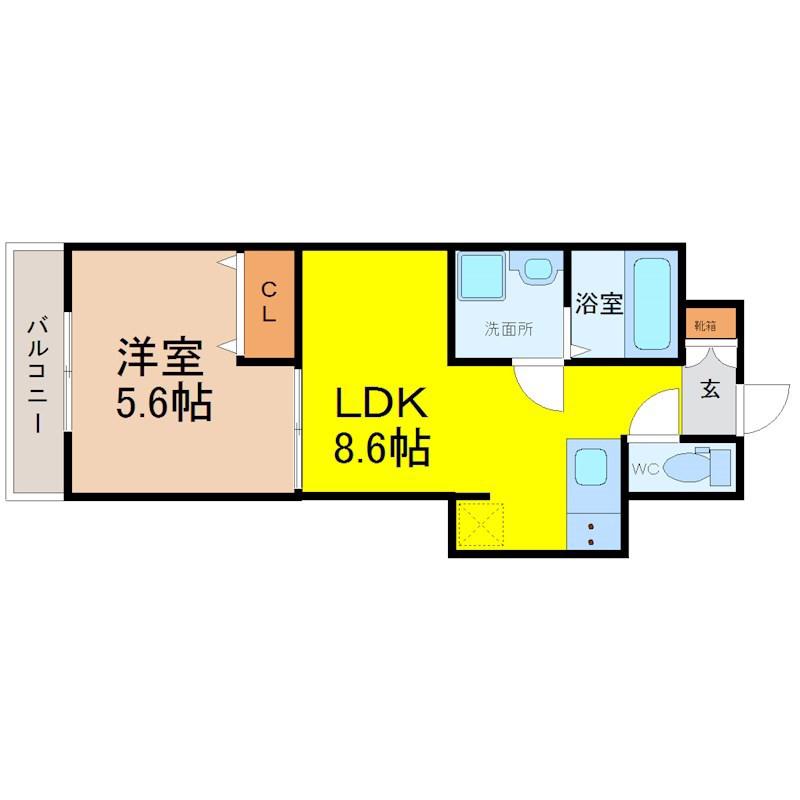プラージュ大曽根(1LDK/3階)の間取り写真