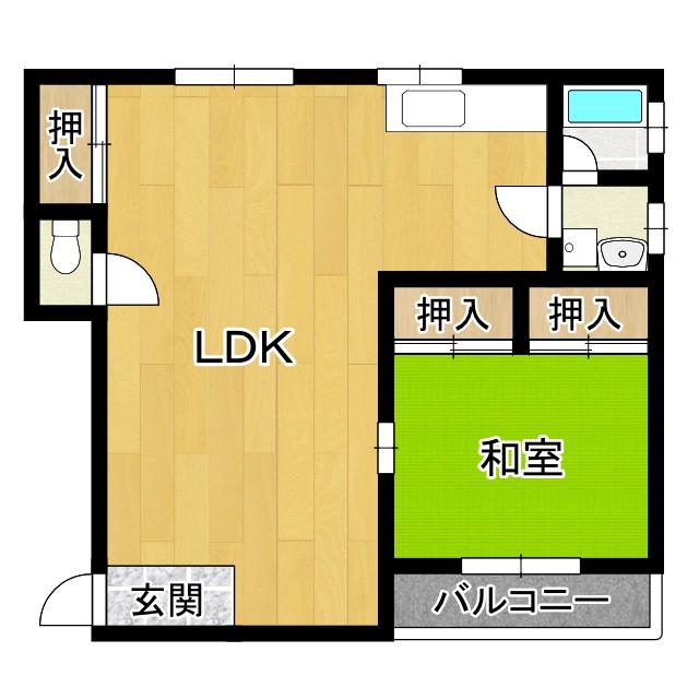 阪奈ビル(1LDK/2階)の間取り写真