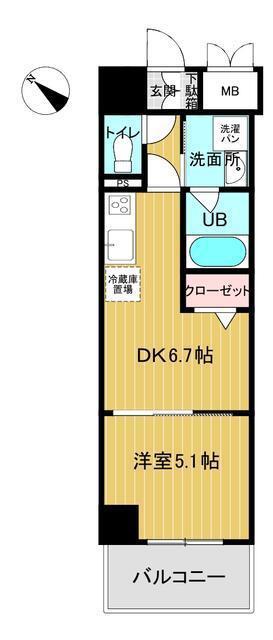 LUCE VII(1DK/2階)の間取り写真