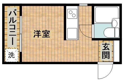 ノーブル中原(ワンルーム/2階)の間取り写真