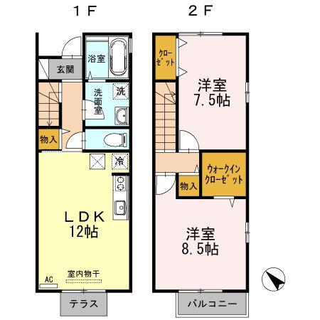 セント セジュール(2LDK/1階)の間取り写真