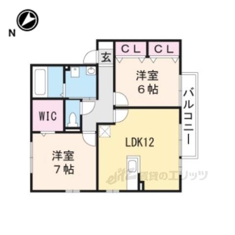 リビングタウン水口F棟(2LDK/1階)の間取り写真