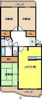 グランメール表台(3LDK/3階)の間取り写真