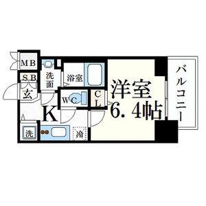 プレサンス南森町ライズ(1K/6階)の間取り写真