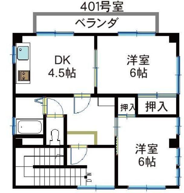 メゾン光洋(2DK/4階)の間取り写真