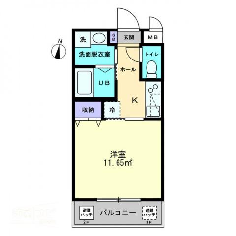 LAVITA扇町(1K/2階)の間取り写真