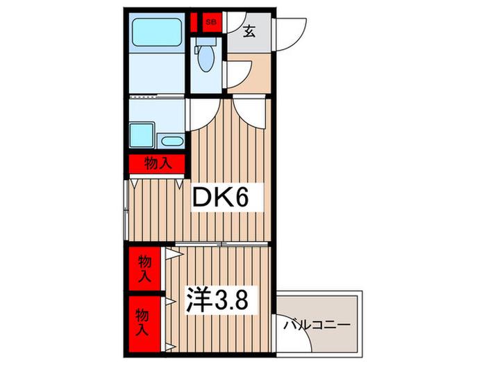 グランテラ(1DK/2階)の間取り写真