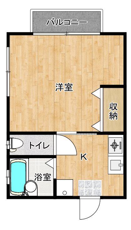 アミティーK(1K/2階)の間取り写真