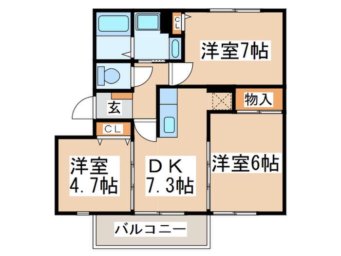 ひよこハイツII(3DK/2階)の間取り写真