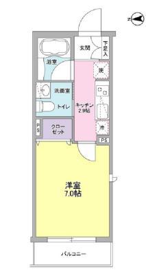 バンデューセンー八幡山3丁目-(1K/2階)の間取り写真