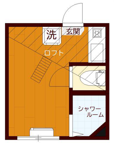フェリスショコラA棟(ワンルーム/2階)の間取り写真