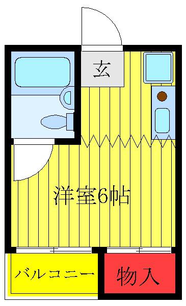 はぴねす関(ワンルーム/2階)の間取り写真