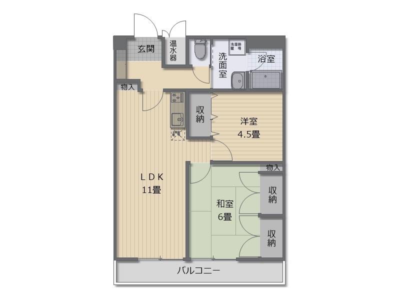 サンコーポ松波第2(2LDK/1階)の間取り写真