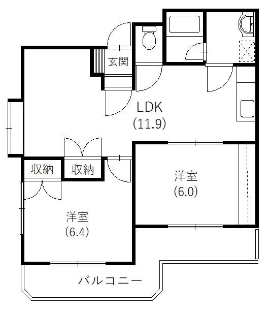メゾンアルカディア(2LDK/1階)の間取り写真