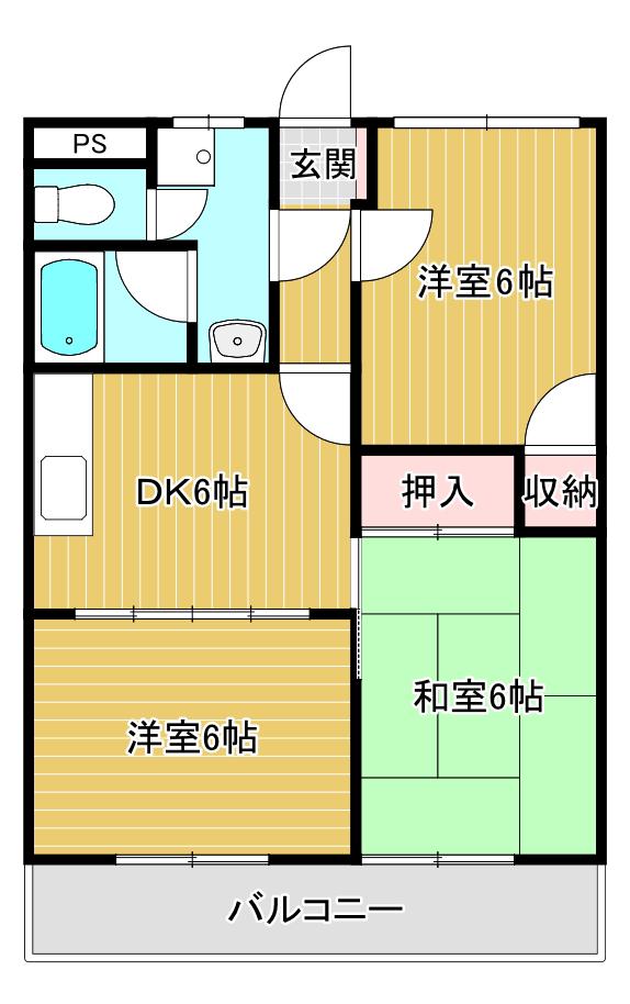 島田ビル(3DK/3階)の間取り写真