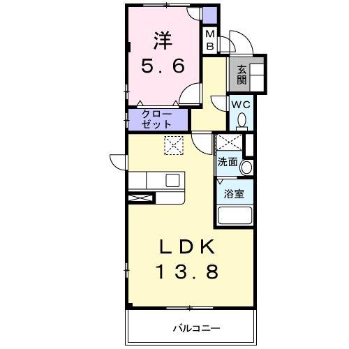 WEALTH CRANE(1LDK/3階)の間取り写真