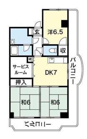 マンワール南末広(3SDK/1階)の間取り写真