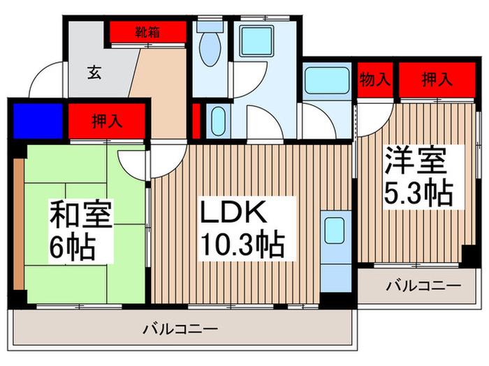 トレビーノマンション(2LDK/4階)の間取り写真