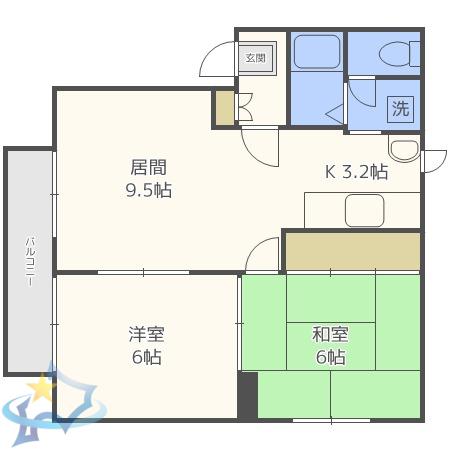 サンクレメンテI(2LDK/2階)の間取り写真