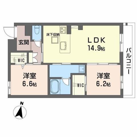 シャーメゾン セレーノ ベフ(2LDK/1階)の間取り写真
