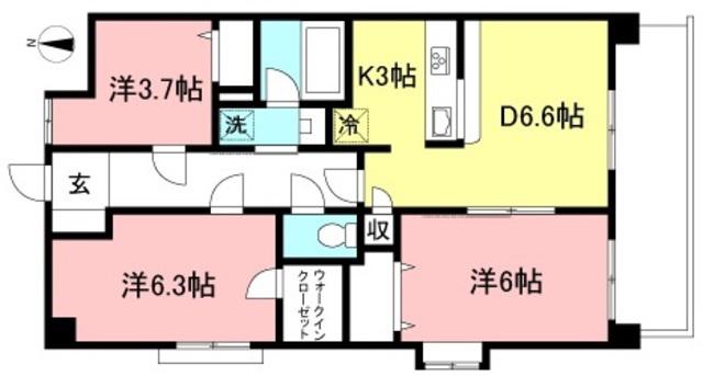 アウルズ(3DK/4階)の間取り写真
