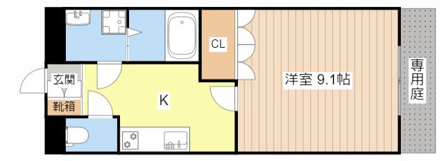季風倶楽部BONHEUR(1K/1階)の間取り写真