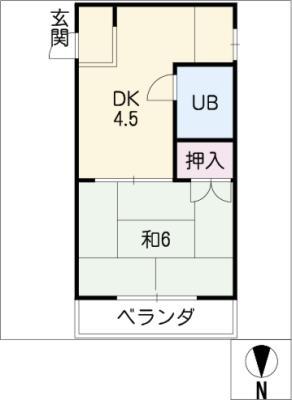 白陽ビル(1DK/3階)の間取り写真