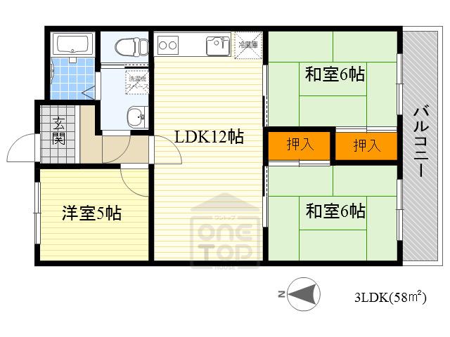 グリーンヒル千里(3LDK/1階)の間取り写真