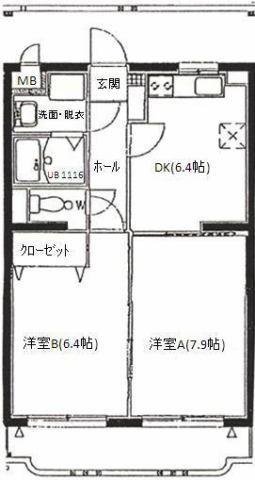 アンシャンテN(2DK/1階)の間取り写真