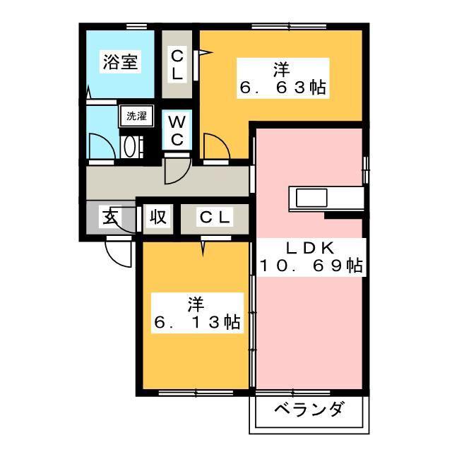 フォーリーフ(2LDK/2階)の間取り写真