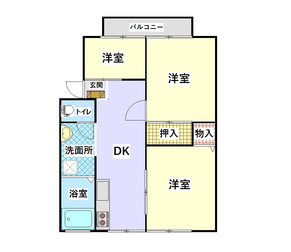 ツェレ吉水(3DK/2階)の間取り写真