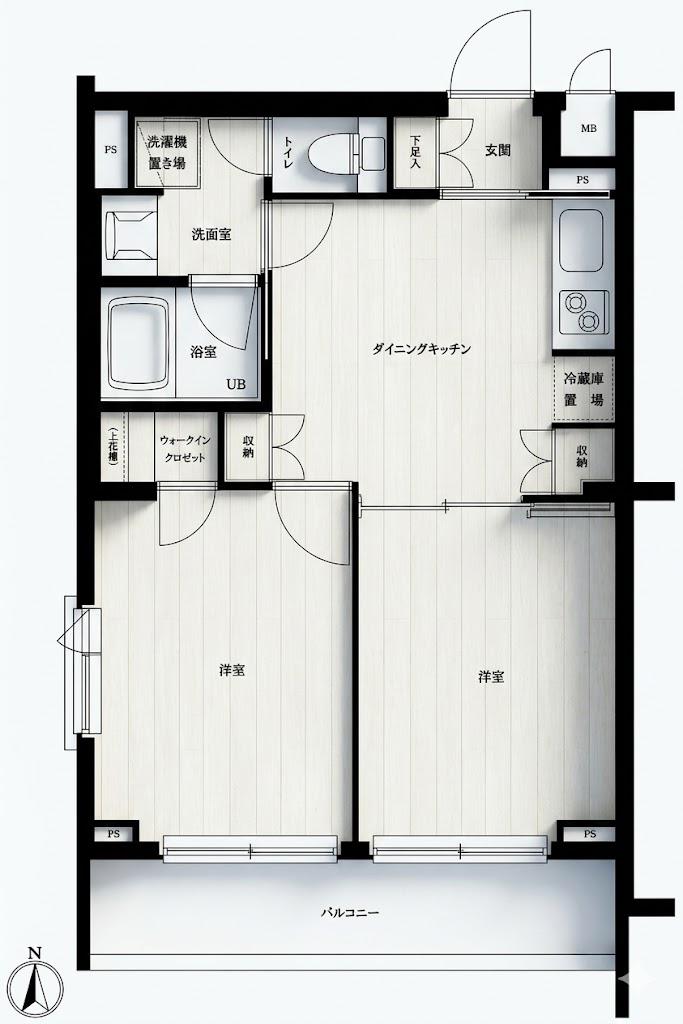 ルーブル東蒲田八番館(2DK/5階)の間取り写真