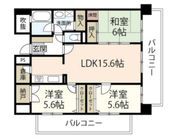 トレゾア西原(3LDK/2階)の間取り写真