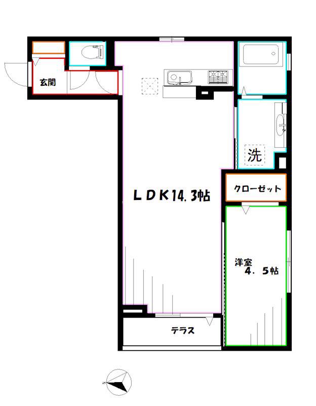 D-STYLE境(1LDK/2階)の間取り写真