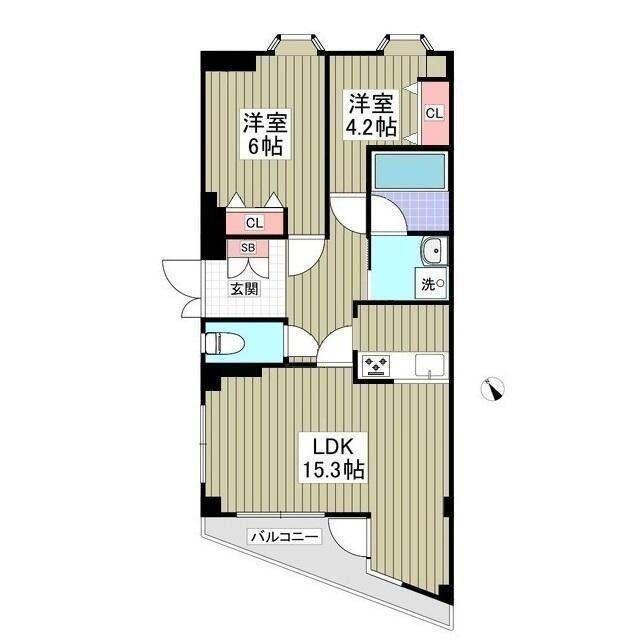 アルティス野川(2LDK/1階)の間取り写真