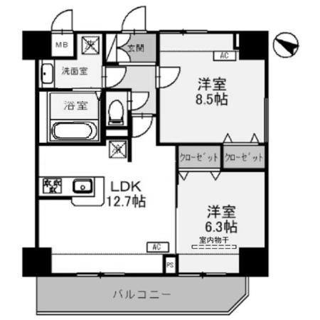 グラン・ルポ高崎(2LDK/5階)の間取り写真