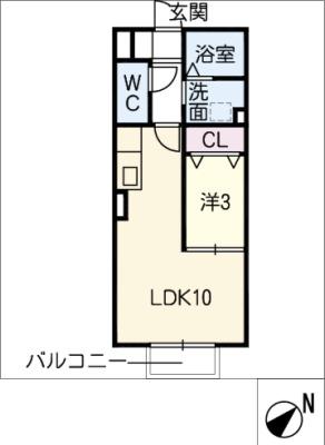 セジュール福地(1LDK/2階)の間取り写真