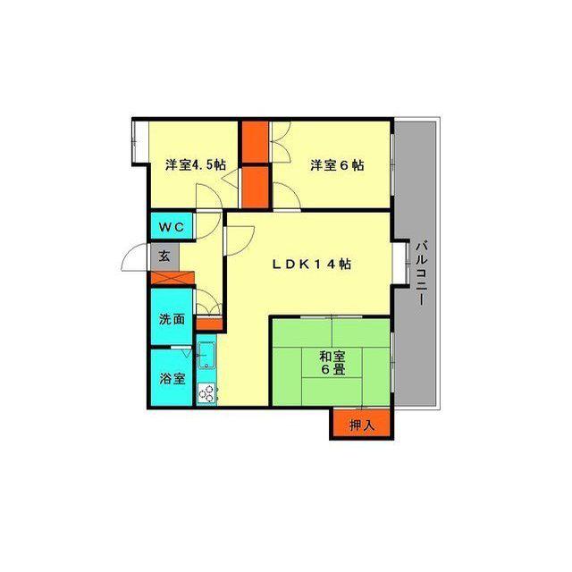 パークノヴァ春日原(3LDK/4階)の間取り写真