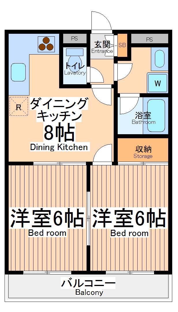 クレール大澤(2DK/3階)の間取り写真