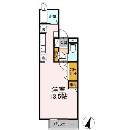 セジュールVIPIN II(ワンルーム/1階)の間取り写真