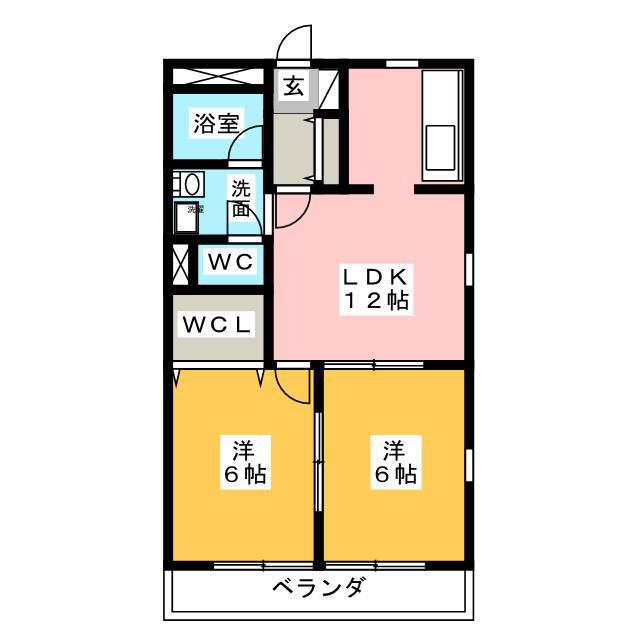 パレオ桜橋(2LDK/3階)の間取り写真