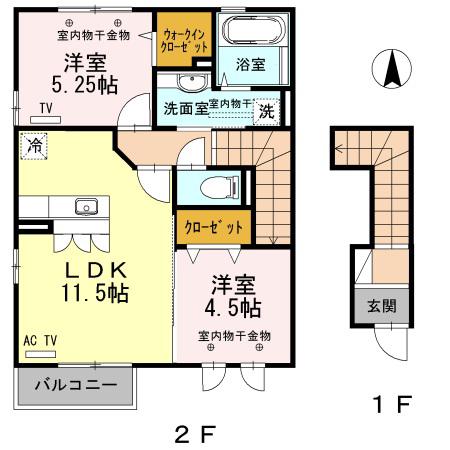 フィリア(2LDK/2階)の間取り写真