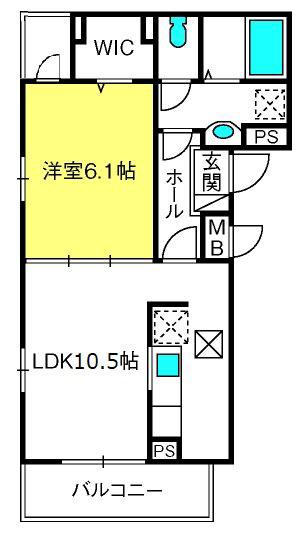 アプリコット(1LDK/2階)の間取り写真